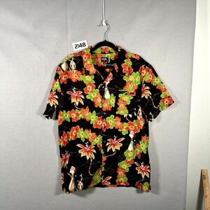 Billabong Dr Seuss Hawaiian Shirt Mens Medium Floral Grinch Christmas Button Up